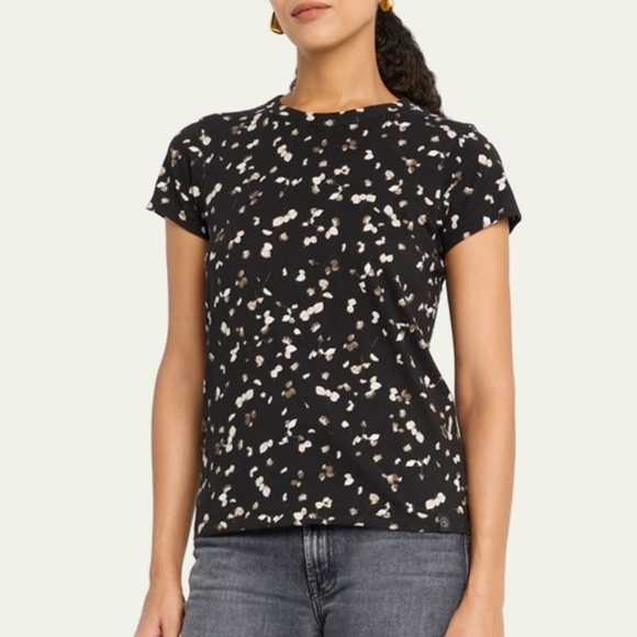 *NEW* Rag & Bone Black Floral Short Sleeve Tee - Picture 5 of 6